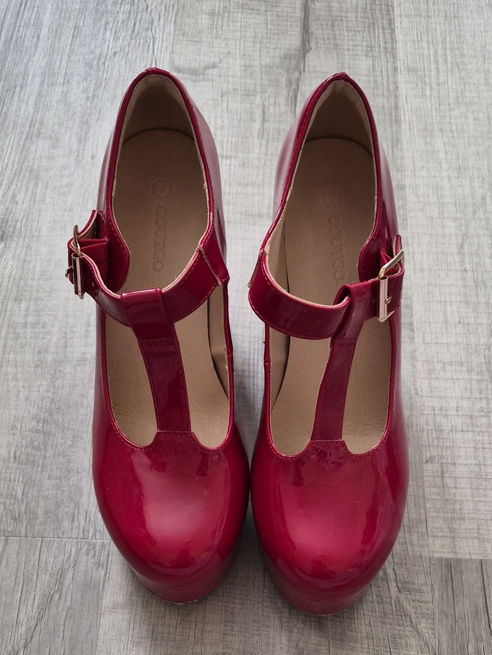 Red Patent T-Strap Mary Jane Heels